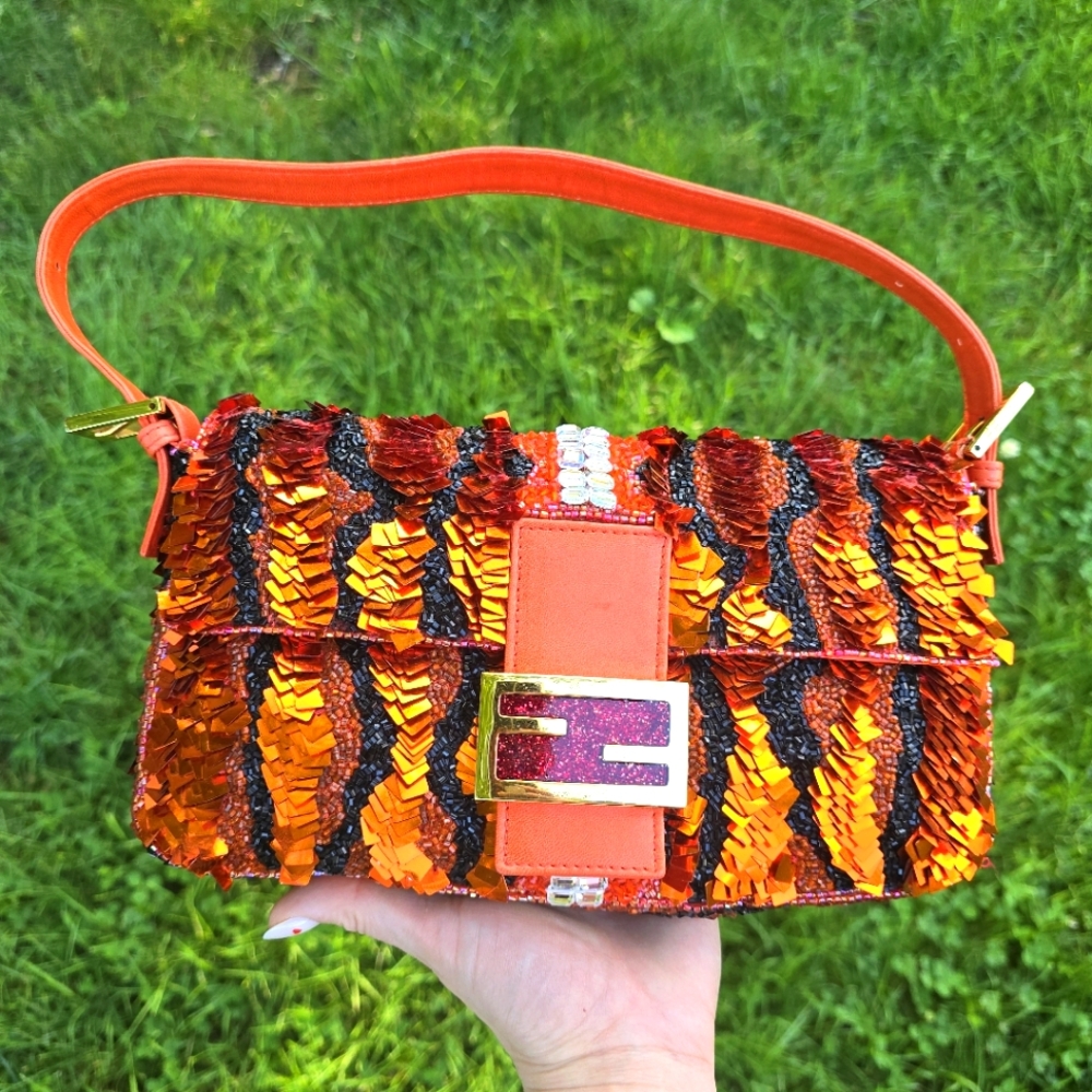 **SOLD**Fendi Baguette Sequin Beaded Tiger Stripes